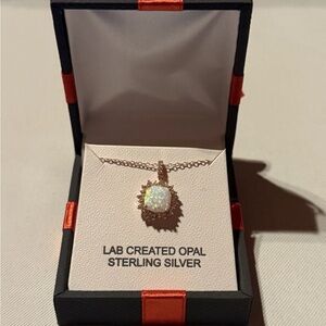 Sterling Silver Opal Pendant Necklace